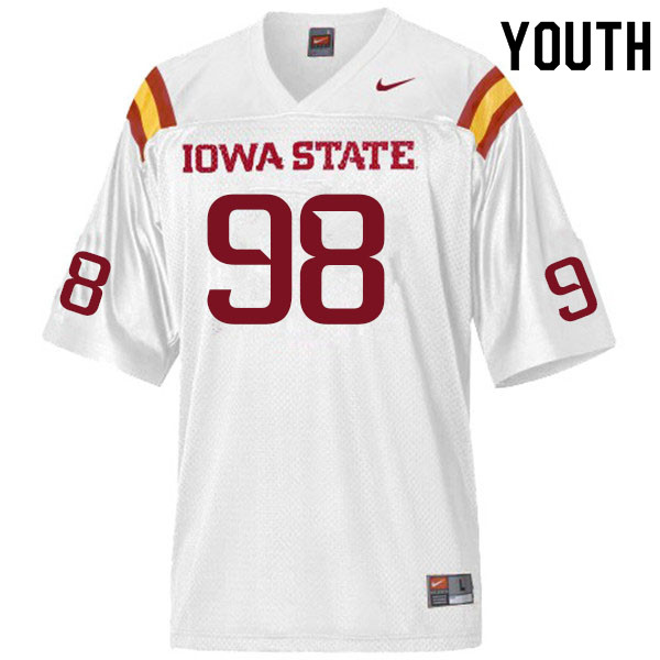 Youth #98 Seth Greiner Iowa State Cyclones College Football Jerseys Sale-White - Click Image to Close